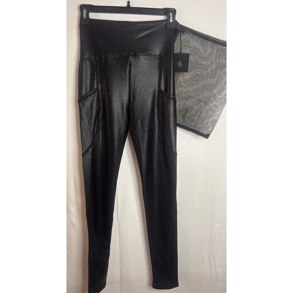New Tagoo Maternity Leggings Over Belly Pregnancy Pants with Pockets Blk size XS